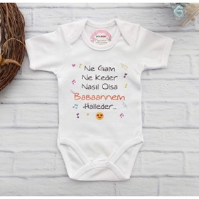 Resim Elis Bebe Babaannem Halleder Baskılı Bebek Zıbın Çıt Çıtlı Badi 