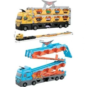 Resim Fırsat Oyuncak Dev Yarış Pistli Uzayabilen Oyuncak Araba Taşıyan Sürat Pistli Tır Taşıyıcı Tır Set Panda Anahtarlık 