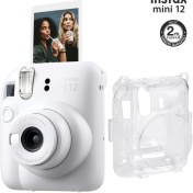 Resim Instax Mini 12 Beyaz Fotoğraf Makinesi ve Şeffaf Kılıf Seti 