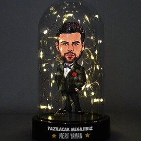 Resim Damat Karikatürlü Işıklı Fanus Biblo 