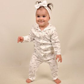 Resim Peki Çocuk 5 Ekle 4 Öde Bebek Yumusacık Pamuk Kalp Taç Desen Önden Çitçitli Bebe Yaka Pijama Takimı 14474 