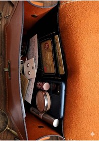 Resim Otohousse El İşçiliği Hakiki Deri Vintage Omuz Çantası Taba Turuncu 