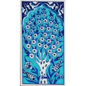 Resim Armada Çini 10x20 Cm ED 203 Turkuaz Hayat Ağacı El dekoru Çini Karo 