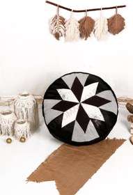 Resim Ottoman Pouffe Şok Fiyat Açılışa Özel %50 Off! Art Deco El Yapımı Hakiki Deri Orijinal Bohem Ottoman Puf Minder60cm 