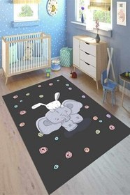 Resim Cotton Şönil Kaymaz Tabanlı Yıkanabilir Antibakteriyel Dijital Baskı Çocuk Halısı, CK-10025B-CTN-120X250 