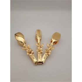 Resim Şık 3'lü Paslanmaz Çelik Servis Takımı, Japon Güllü Gold Detaylı 