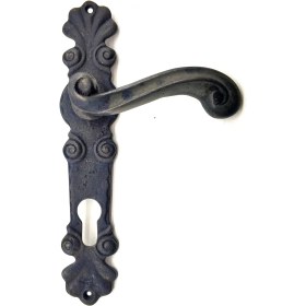 Resim Antika Tarz Dekoratif Pirinç Okyanus Yale Kapı Kolu - 230X46 Mm, Oksit Nemere 