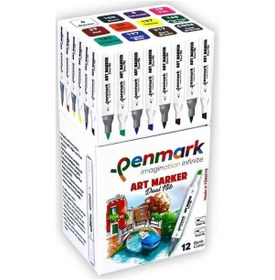 Resim Penmark Art Marker Çift Uçlu Kalem 12 Li Set Hs-9000-12 