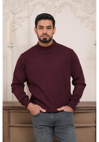 Resim Woolen World Balıkçı Yaka Kalın Yünlü Erkek Triko Kazak Bordo 