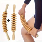 Resim 2 Adet Doğal Ahşap Rulo Masaj Aleti - Kimyasal İçermez, Pürüzsüz Saplı ve Derin Doku için Dokulu Yüzeyli El Tipi, Ev Spa & Wellness için İdeal, Kişisel Masaj Aleti 