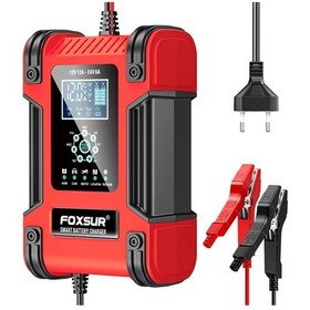 Resim Vkemall Foxsur Akıllı 7 Aşamalı Araç Şarj Cihazı - 12v/24v Otomobil, Suv, Motosiklet Ve Tekneler İçin Çoklu Koruma Ve Onarım Modu 