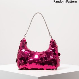 Resim Çıkarılabilir Zincir Askılı Kadınlar için Işıltılı Taşlı Omuz Çantası - Düğünler, Konserler & Partiler için Geometrik Pullu Akşam Clutch'u, Fermuar Kapatma, Dayanıklı Polyester (Gül Kırmızı/Mi Beyaz/Siyah), Parti Aksesuarı, Şık Yapım 
