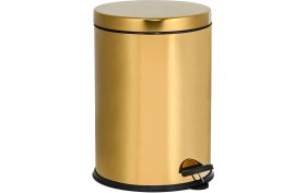 Resim Gold Renkli Pedallı Metal Çöp Kovası, Lüks Banyo ve Mutfak Kullanımı 