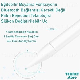 Resim TEKNETSTORE Ipad Mini 6 Uyumlu 2021 Avuç Içi Reddetmeli Dokunmatik Kalem Active Stylus Özel Yazı Çizim Kalemi 