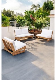 Resim Conforlove Bahçe Balkon Masif Kestane Ahşap Koltuk Takım 2+1+1 