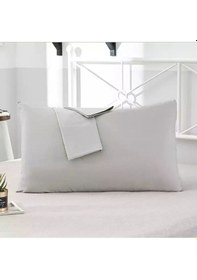 Resim Gri Renkli Pamuklu Kumaştan Kapaklı Yastık Kılıfı 2 Adet 