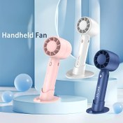 Resim Taşınabilir Mini El Tipi Fan, 3 Hız Ayarlı ve Tabanlı USB Şarj Edilebilir Yüksek Hız Elektrikli Fan, Yaz Serinliği için Hızlı Soğutma Dış Mekan Fanı 