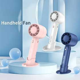 Resim Taşınabilir Mini El Tipi Fan, 3 Hız Ayarlı ve Tabanlı USB Şarj Edilebilir Yüksek Hız Elektrikli Fan, Yaz Serinliği için Hızlı Soğutma Dış Mekan Fanı 