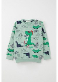Resim Breeze Erkek Bebek Eşofman Takımı Dinozor Baskılı 9 Ay-3 Yaş, Su Yeşili Su Yeşili 