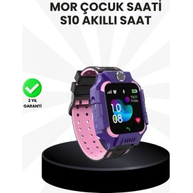 Resim S10 Akıllı Çocuk Saati Mor Model Çift Yönlü Konuşma ve Sos Fonksiyonu - F689K936-U09689 