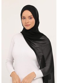 Resim Altobeh Hazır Lüks Pratik Hijablı Şifon Şal Siyah 