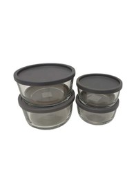 Resim Feyzade Round Saklama Kabı 380 Cc X 2 Adet - 800 Cc X 2 Adet Antrasit Kapaklı Karışık 