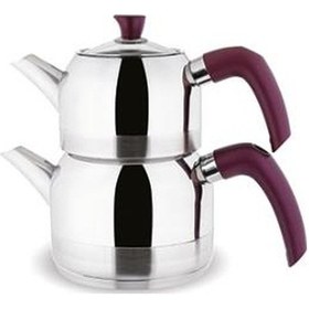 Resim FMS Narin Orta Boy Çelik Çaydanlık Mürdüm 