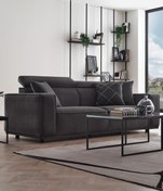 Resim Enza Home Milos 2,5'lu Koltuk, Kadife Dokulu - Antrasit 