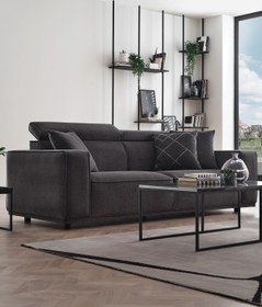 Resim Enza Home Milos 2,5'lu Koltuk, Kadife Dokulu - Antrasit 