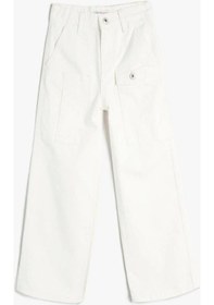 Resim Koton Kız Çocuk Bol Paça Kot Pantolon Önde Cep Detaylı Pamuklu - Crop Wide Leg Jean 001 