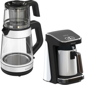 Resim Goldmaster Yenidem Cam Çay Makinesi Ve Prokıvam Beyaz Türk Kahve Makinesi Seti 