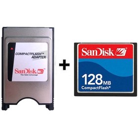 Resim Sandisk Pcmcıa Cf Adaptör + 128Mb Cf Kart Compact Flash Kart 