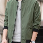 Resim Erkekler İçin Hafif Günlük Beyzbol Ceketi - İlkbahar/Sonbahar Tek Renk Fermuarlı Dış Mekan Montu, Polyester Astarlı, Normal Kesim, Dayanıklı Kumaş, Spor Tarz, Kolay Bakım, Sokak Stili 