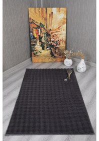 Resim Dekoratif Bubble Uzun Tüylü Yumuşak Puffy Peluş Kaymaz Yıkanabilir Salon Koridor Halı Yolluk Antrasit 