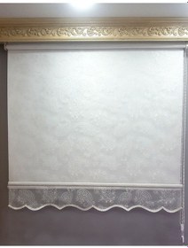 Resim N11 Özel Yaprak Desenli Çift Mekanizmalı Tül Stor Perde 