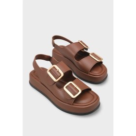 Resim Capone Outfitters Denice Dolgu Topuklu Çift Bantlı Tokalı Kadın Sandalet 