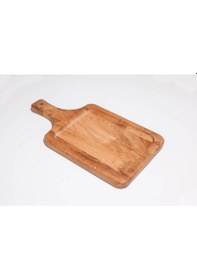 Resim Kare Ahşap Saplı Kesme Tahtası & Sunum Tabağı 26x21cm Ahşap 