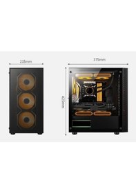 Resim Aztech Sky Lıne Azt302b 600w Temperli Cam+mesh 4xrgb Fan+usb3.0 Gamıng Kasa Sıyah 