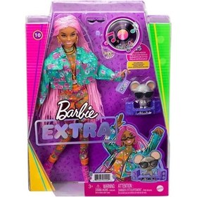 Resim Barbie Extra - Pembe Örgü Saçlı Bebek Gxf09 