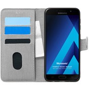 Resim Samsung Galaxy A7 2017 Kılıf Fabric Book Wallet Gri Microsonic