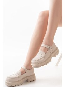 Resim 745-771 Bej Süet Kadın Günlük Yüksek Tabanlı Loafer Ayakkabı Bej 