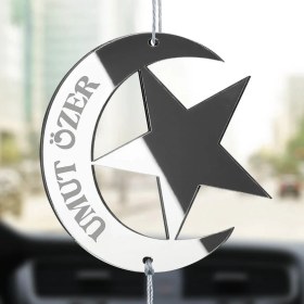 Resim Olur O Zaman Kişiye Özel Ay Yıldız Pleksi Araba Dikiz Aynası Süsü 