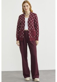 Resim Sementa Logolu Cep Detaylı Oversize Triko Hırka - Bordo Bordo 