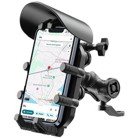 Resim Ayna Bağlantılı Güneş Ve Yağmur Korumalı 360 Derece Ayarlanabilir Motosiklet Telefon Tutucu Ahşap 