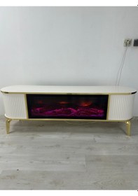 Resim Şömineli Tv Sehpası 