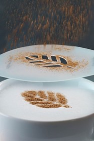 Resim aerolatte Cappuccino Art Şablonu 6 Eğlenceli Tasarım ve Kahve Ölçü kaşığı 