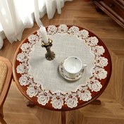 Resim 1 adet Bej Gül Keten Placemat, Zarif Dantel Kenarlıklı, Mutfak Yemek Masası için Uygun - Temel Ev Dekoru, Partiler, Festivaller ve Toplantılar için Mükemmel 