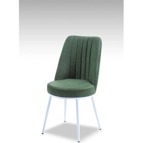 Resim MyMassa Gold Sandalye Nubuk Kumaş Metal Beyaz Ayaklı 