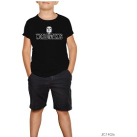 Resim World Of Tanks Logo 2 Siyah Çocuk Tişört Beyaz 