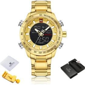 Resim Hanyang Gg-Box Erkek Saatler Lüks Moda Spor Izle Navıforce Marka Erkekler Kuvars Analog Dijital Saat Erkek Su Geçirmez Paslanmaz Çelik Saatler (Yurt Dışından) 